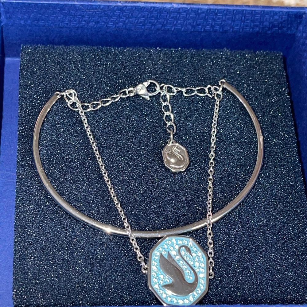 Swarovski Silver and Blue Swan Crystal Bracelet